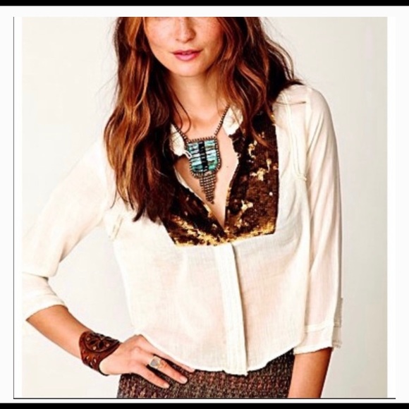 Free People Tops - FP New Romantics Sequin Button Shirt top